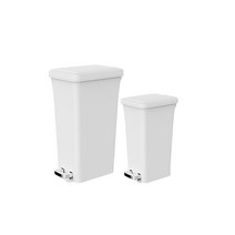 씨에스리빙 시그니처 페달 휴지통 사각 10L + 20L, 실버화이트