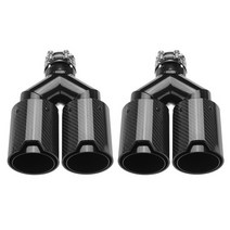 자동차배기음 머플러튜닝 오픈흡기 준비엘 범용 탄소 섬유 머플러 팁 더블 콘센트 배기 파이프 머플러 노즐 스테인레스, 63-89mm, 3-협력사