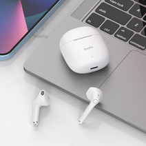 원터치 블루투스이어폰 운동할때이어폰 잡음방지, 화이트