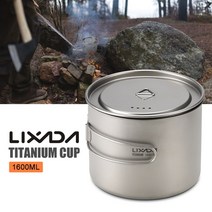 Lixada 750ml/900ml/1600ml 스테인레스 스틸 냄비 휴대용 물 머그컵 뚜껑 및 접이식 손잡이 야외 캠핑 요, 05 Cup 1600ml