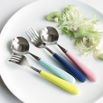 동글이 디저트 커트러리 세트 스푼 포크 디너 브런치, 포크(네이비)