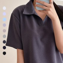 바이건 빅사이즈 베이직 카라 니트 반팔