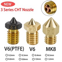 CHT 노즐 E3D V6 MK8 PTFE 고유량 황동 구리 1.75mm 프린터 Ender 3 KP3S Voron용 0.4/0.6mm 압출기, 0.3mm_3 Pcs E3d V6(PTFE)