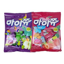 크라운 마이쮸 대용량 포도사과 + 딸기복숭아 284g 세트, 2세트