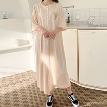 원단 좋은 순면 반팔 푸우 단추 원피스 수유복 홈웨어