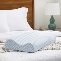 Linenspa 정형외과적 젤 메모리 폼 윤곽 경추 목 지지 베개 퀸 블루, Standard, Standard