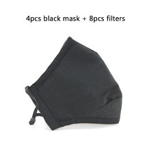 4pcs 빨 수있는 재사용 가능한 입 얼굴 마스크 안티 PM2.5 먼지 입 8pcs 활성 탄소 필터 패브릭 코 튼, 24 4mask 8filter 24