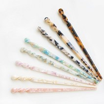 도도앤뉴 트위스트 꼬임 셀룰로오스 마블 자개 호피 올림머리 뒤꽂이 비녀