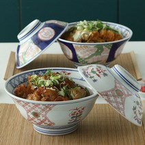 일본 감성 뚜껑있는 돈부리 덮밥 텐동 그릇 비빔밥 잔치 국수 라멘 면기 라면기 우동기, 플라워돈부리세트(소)