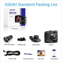 자동차 배터리 램프azdome 4k 2160p dual lens built in gps wifi fhd 1080p 전면 vga 후면 카메라 car dvr 레코더 gs63h, gs63h-표준 목록, 중국, 64g