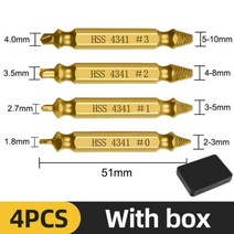 볼트 리무버 나사빼기 제거 손상된 나사 추출기 센터 비트 세트 4 개 5 6 목공 도구 깨진 볼트 제거기, 04 Gold 4pcs with Box