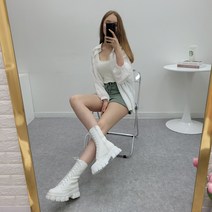 가죽 레이스업 미들 워커 부츠(6cm 2color)