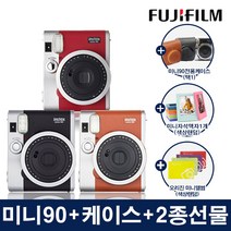 인스탁스 미니90+2종선물(오리진미니앨범+자석액자)/폴라로이드 즉석 카메라, 미니90[블랙]1개, 케이스[투명]+오리진미니앨범+자석액자