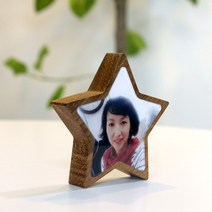 우드 별 액자/원목 나무 미니 디자인 예쁜 아기 돌 백일 포토 테이블 사진인화 액자, 멀바우