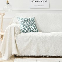 MDIV 소파커버 패브릭 덮개 블랭킷 아이보리 헤링본, 180cm x 230cm