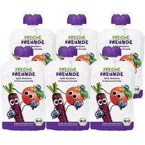 독일 FRECHE FREUNDE 1살 사과 블루베리 흑당근 아기 과일 퓨레 스퀴즈 파우치 6X100g, 4팩, 100g