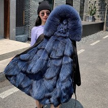 폭스퍼 롱패딩 경량 야상 겨울 여성 파카 재킷 리얼 모피 새로운 분리형 m 폭스 모피 라이너 여성 중간 길이 코트 플러스 사이즈 streetwear 여성