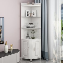 모서리 코너 수납장 코너장 인테리어 북유럽 선반 거실 주방, 웜 화이트 40x40x120