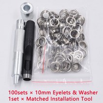 100 SETS 3.5-17MM 금속 EYELETS GROMMETS WITH INSTALLER 다이 펀치 프레스 아일렛 도구 세트 LEATHERCRAFT 의류 신발 커튼, 10mm