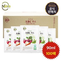 [유통기한2023.12.16][마더네스트] 엔플러스 오가닉 ABC 주스 90ml x 100팩 사과 비트 당근 블랜딩, 단품, 단품
