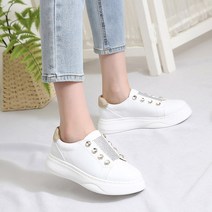 보석 큐빅 장식 포인트 끈없는 키높이 4cm 운동화