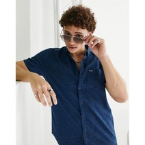 홀리스터 아이콘 로고 슬림핏 여름 반팔 옥스포드 셔츠 네이비 117418