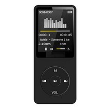 블루투스 호환 무손실 MP3 음악 플레이어 1.8 인치 미디어 비디오 FM 라디오 전자 책 포함 초박형 학생 레코더, Black