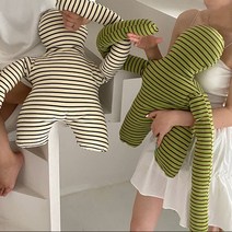 이에스 면 스판 스트라이프 hug 쿠션 인형 소파 침대 캠핑 쿠션 탈부착, 그린