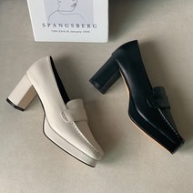 컴온슈 / 엘린 수제화 소가죽 미들힐로퍼 (7cm)
