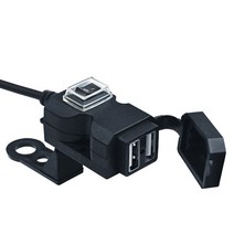 오토바이 듀얼 USB 포트 어댑터 핸들바 충전기 ATV 더트 바이크 모페드 스쿠터용 휴대폰 모바일 전원 공급, 한개옵션0