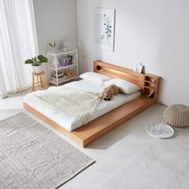 [1만원 즉시할인] 파로마 에밋 LED 저상형 침대 수납형 퀸 프레임만, 오크