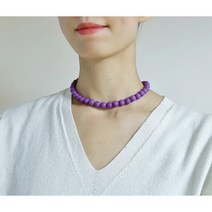포인트 원석목걸이 보라 비즈목걸이 써지컬스틸