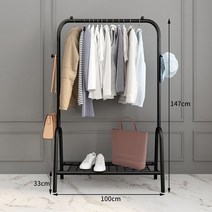 옷가게용 행거 미니 헹거 옷걸이 스탠드 봉 드레스룸 옷거리 옷방 스탠딩 골드 매장, 100cm 클래식 블랙