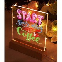 아크릴간판 메뉴판 인테리어소품 LED 조명등 휴대용, 아크릴LED조명(마커펜6종팩)