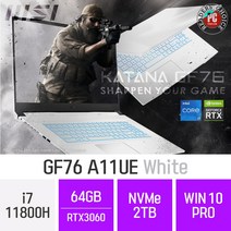 MSI GF시리즈 Sword GF76 A11UE_화이트 [블랙색상으로 대체출고됩니다], 64GB, 2TB, 윈도우 포함