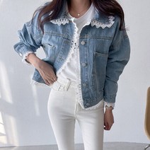 [하젤] 피오티 체리 레이스 데님 자켓_S2141