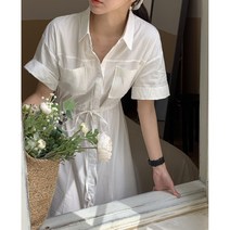 우아글로벌 썸머 루즈핏 포켓 셔츠 롱 원피스