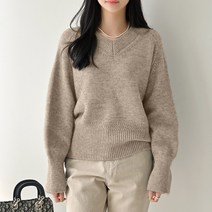 데일리앤 니드 겨울 여성 루즈핏 브이넥 니트