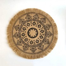 멍석 깔판 라운드 짠 테이블 플레이스 매트 레트로 주트 단열 레스토랑 홈 인테리어 디저트 팬 식탁 커피 컵 코스터, [03] 3, [01] 38CM Round