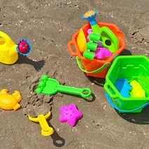 모래놀이 세트 도구 삽 양동이 소꿉놀이 물놀이 해변 장난감, 오렌지