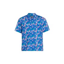 빌레브레퀸 파라다이스 잎 프린트 반팔 셔츠 - PURPLE BLUE