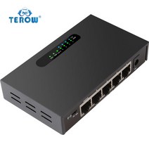 네트워크 스위치 terow 52v 1.25a 5포트 기가비트 관리되지 않는 poe 전원, 협력사, 검은 색