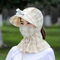 선풍기달린모자 마스크모자 여름 여성용 선캡 햇빛차단 페이스 목 커버, 베이지 선풍기O