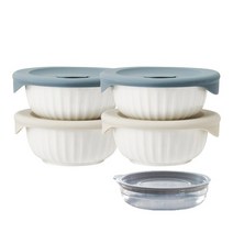 락앤락 바로한끼 도자기 밥용기, 4세트, 몸체 250ml + 뚜껑
