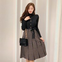 라라벨 여성 반폴라 롱 니트 끈 원피스 하객룩 니트원피스