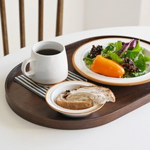 롬우드 월넛 원목 타원 트레이 44cm, 롬우드 월넛 타원트레이 44cm, 1개