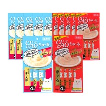 이나바 챠오 츄르 고양이 짜먹는 간식 4p, 12개입, 56g, 참치(6개입)+참치&참치포(6개입)