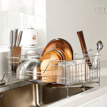 식기건조대 올 스텐 물빠짐 선반 너비조절 그릇정리대 1단 풀세트