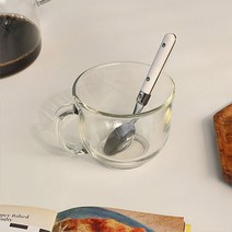 베이직 투명 손잡이 시리얼 머그컵 450ml 커피 라떼 스프 그릭요거트 대용량 머그잔