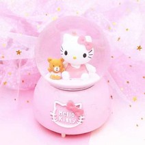 신제품 산리오 헬로 키티 카와이 뮤직 박스 크리스탈 볼 장식 음악 발광 상자 어린이 생일 선물 완구, 03 브라운_01 12X8cm